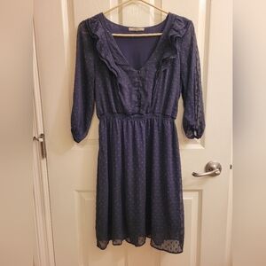 RW&CO. Navy Midi Dress with Ruffle Detail
